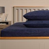 OHS 2 Pack Thermal Teddy Fleece Pillowcase Cover in Dark Navy | Size: Standard Pillow Case