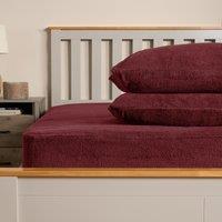 OHS 2 Pack Thermal Teddy Fleece Pillowcase Cover in Burgundy | Size: Standard Pillow Case