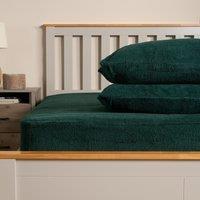 OHS 2 Pack Thermal Teddy Fleece Pillowcase Cover in Dark Green | Size: Standard Pillow Case