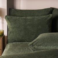 OHS 2 Pack Thermal Teddy Fleece Pillowcase Cover in Green | Size: Standard Pillow Case