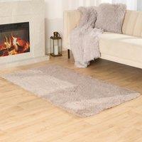 OHS Fluffy Rug Anti-Slip Plain Shaggy Floor Mat in Natural | Size: 80 cm x 150 cm