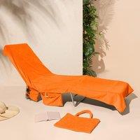 OHS Beach Towel Bag Microfibre Quick Dry Absorbent Bath Large Travel Spa in Orange