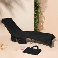 OHS Beach Towel Bag Microfibre Quick Dry Absorbent Bath Large Travel Spa in Black