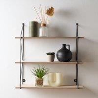 OHS 3 Tier Wooden Shelving Wall Display Wire Modern Organiser Home Storage Office in Natural