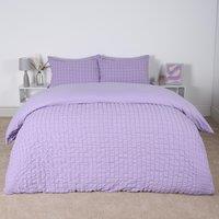 OHS Seersucker Duvet Cover with Pillowcase Bedding in Lilac | Size: Double