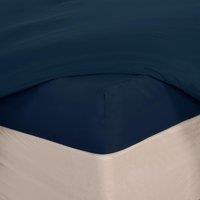 OHS Plain Bed Sheet Microfibre Deep Fitted Soft in Dark Navy | Size: Double Fitted