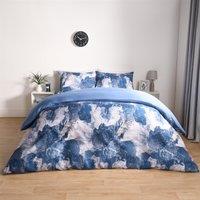 OHS Marble Duvet Cover Set Quilt Bedding Reversible in Dark Navy | Size: Double