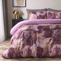 OHS Marble Duvet Cover Set Quilt Bedding Reversible in Purple | Size: Double