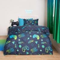 OHS Gaming Duvet Cover Set Reversible Quilt Pillowcase Bedding in Green | Size: Single