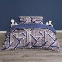 OHS Geo Duvet Cover Set Quilt Pillowcase Bedding Abstract Reversible in Charcoal | Size: Double