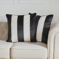 OHS 2 Pack Stripe Matte Velvet Cushion Covers in White | Size: 45 cm x 45 cm