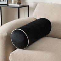 OHS Matte Velvet Filled Bolster Cushion Scatter Throw Pillow in Black
