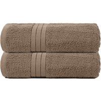 OHS 2 Pack of 100% Cotton Bathroom Bath Towel in Light Beige