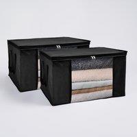 OHS Large Underbed Storage Bags 2 Pack Clothes Shoes 90.3L Organiser in Black
