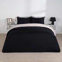 OHS Plain Reversible Duvet Cover With Pillowcase Set in Natural | Size: King
