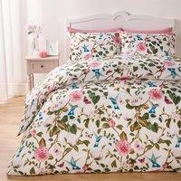 OHS Spring Duvet Cover Set Reversible Floral Bedding Pillowcases Blossoms in White | Size: Double