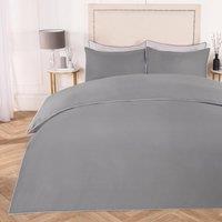 OHS Piped Edge Bedding Set Soft Duvet Cover with Pillowcase in Charcoal | Size: Double