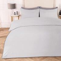 OHS Piped Edge Bedding Set Soft Duvet Cover with Pillowcase in Light Grey | Size: King