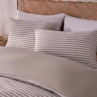 OHS Waffle Embossed Stripes Reversible Duvet Cover with Pillowcase in Natural | Size: Double