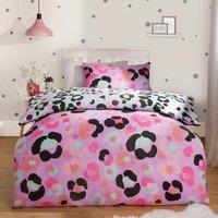 OHS Leopard Duvet Cover Bedding Set Quilt Pillowcase Soft Reversible in Lilac | Size: Double