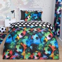 OHS Football Duvet Cover Bedding Set Quilt Pillowcase Soft Reversible Neon in Black | Size: Double