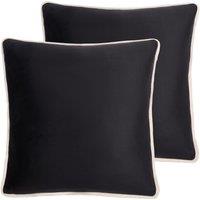 OHS 2 Pack Matte Velvet Piped Cushion Covers Home Decor Set in Black | Size: 45 cm x 45 cm