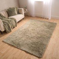 OHS Fluffy Rug Anti-Slip Plain Shaggy Floor Mat in Light Green | Size: 80 cm x 150 cm