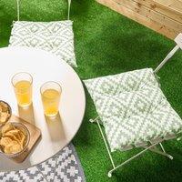 OHS 2 Pack Seat Pads Water Resistant Garden Chairs Cover Outdoor Cushions in Green | Size: 40 cm x 40 cm