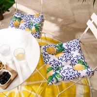 OHS 2 Pack Seat Pads Water Resistant Garden Chairs Cover Outdoor Cushions in Bright Yellow | Size: 40 cm x 40 cm