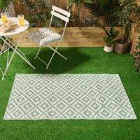 OHS Geometric Outdoor Rug Large Garden Waterproof Non Slip Area Patio Mat in Green | Size: 120 cm x 170 cm