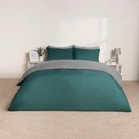 OHS Plain Reversible Duvet Cover With Pillowcase Set in Teal | Size: Single