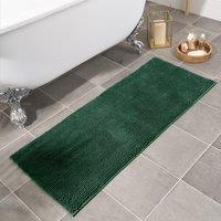 OHS Chenille Bath Mat Noodle Absorbent Non-Slip Soft Shower in Dark Green