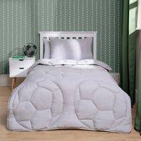 OHS Football Coverless 7.5 Tog Duvet Pillowcase Set Embossed Quilt in Light Grey | Size: Double