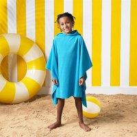 OHS Poncho Towel Absorbent Hood Quick Drying Beach Robe Childrens in Blue