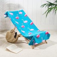 OHS Flamingo Towel Bath Quick Dry Summer Travel Microfibre Absorbent Swim in Bright Blue