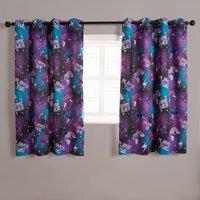 OHS Blackout Eyelet Curtains Gaming Panel Pair of Ring Top Ready Made in Black | Size: 117 cm width x 183 cm drop