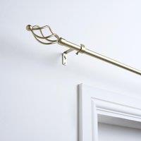 OHS Curtain Pole Extendable 16mm Metal Finnials Twist End Rings Rod Fittings in Natural | Size: 120 cm