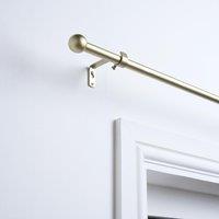 OHS Curtain Pole Extendable 16mm Metal Finnials Ball End Rings Rod Fittings in Natural | Size: 120 cm