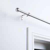 OHS Curtain Pole Extendable 16mm Metal Finnials Ball End Rings Rod Fittings in Grey | Size: 120 cm