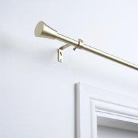 OHS Curtain Pole Extendable 16mm Metal Finnials Trumpet End Rings Rod Fittings in Natural | Size: 120 cm