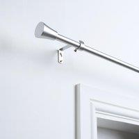 OHS Curtain Pole Extendable 16mm Metal Finnials Trumpet End Rings Rod Fittings in Grey | Size: 120 cm
