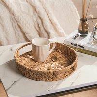 OHS Round Serving Tray Home Accessory Display Seagrass Decorative Organiser Bedroom in Natural