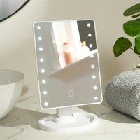 OHS LED Vanity Mirror Bedroom Light Up Free Standing Make Up Cosmetic in White