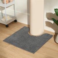 OHS Chenille Pedestal Bath Mat Absorbent Non-Slip Soft Shower in Charcoal