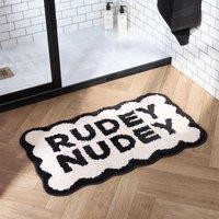 OHS Bath Mat Non Slip Soft Rudey Nudey Shower Textured Shaggy Bathroom Rug in White