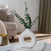 OHS Artificial Eucalyptus with Ceramic Vase Home Decorative Faux Plant in Cream