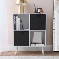 OHS Pair of 2 Matte Velvet Cube Storage Boxes in Black