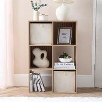 OHS Pair of 2 Matte Velvet Cube Storage Boxes in Natural