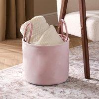 OHS Velvet Storage Basket Hamper Clothes Toys Organiser Fabric Bag in Pink