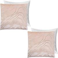 OHS 2 Pack Metallic Wave Filled Cushion Covers Home Decor Set in Natural | Size: 45 cm x 45 cm